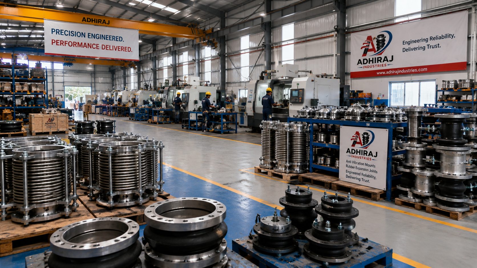 Adhiraj Industries anti-vibration mounts and expansion joints product lineup